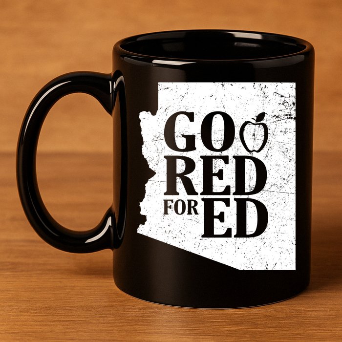Go Red For Ed Distressed 11oz C Handle Ceramic Mug