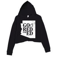 Go Red For Ed Distressed Crop Fleece Hoodie