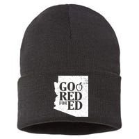 Go Red For Ed Distressed Sustainable Knit Beanie