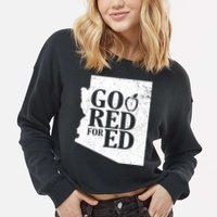 Go Red For Ed Distressed Cropped Pullover Crew