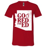 Go Red For Ed Distressed V-Neck T-Shirt