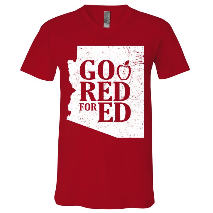 Go Red For Ed Distressed V-Neck T-Shirt