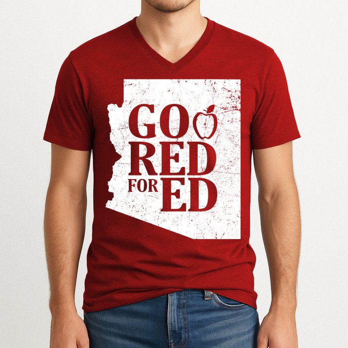 Go Red For Ed Distressed V-Neck T-Shirt
