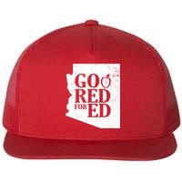 Go Red For Ed Distressed Flat Bill Trucker Hat