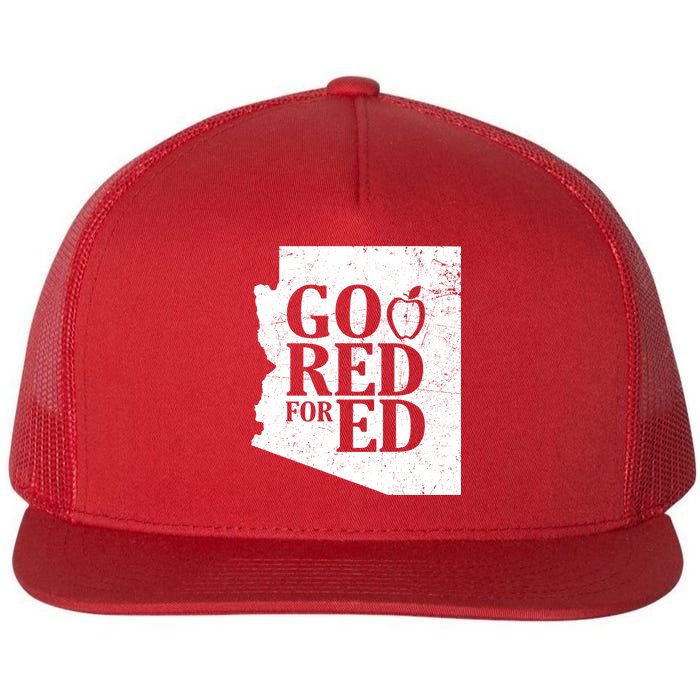 Go Red For Ed Distressed Flat Bill Trucker Hat