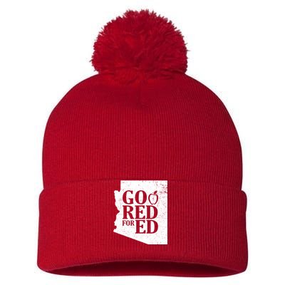 Go Red For Ed Distressed Pom Pom 12in Knit Beanie