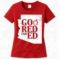 Go Red For Ed Distressed Womens T-Shirt