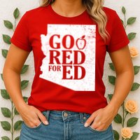 Go Red For Ed Distressed Womens T-Shirt
