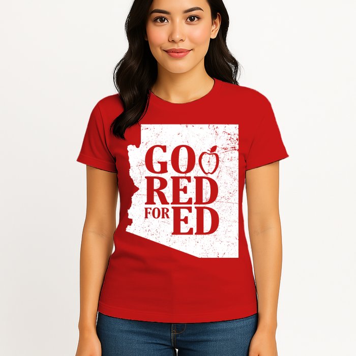 Go Red For Ed Distressed Womens T-Shirt