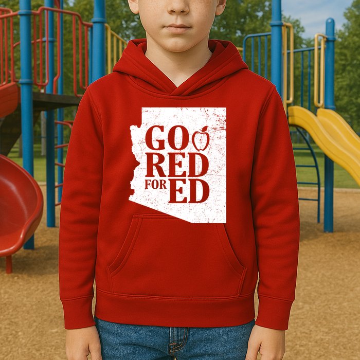 Go Red For Ed Distressed Kids Hoodie