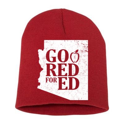 Go Red For Ed Distressed Short Acrylic Beanie