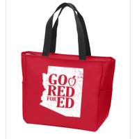 Go Red For Ed Distressed Zip Tote Bag