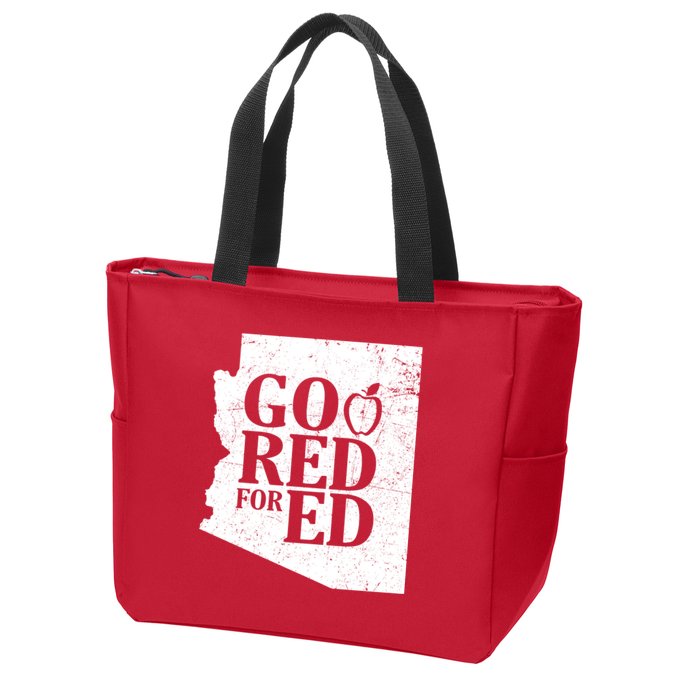 Go Red For Ed Distressed Zip Tote Bag