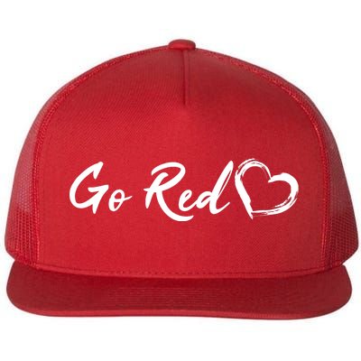 Go Red Heart Disease Awareness Flat Bill Trucker Hat