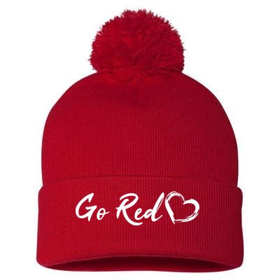 Go Red Heart Disease Awareness Pom Pom 12in Knit Beanie