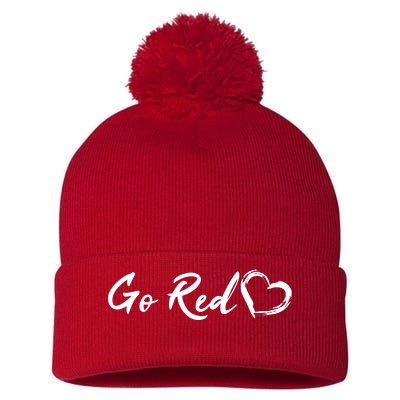 Go Red Heart Disease Awareness Pom Pom 12in Knit Beanie