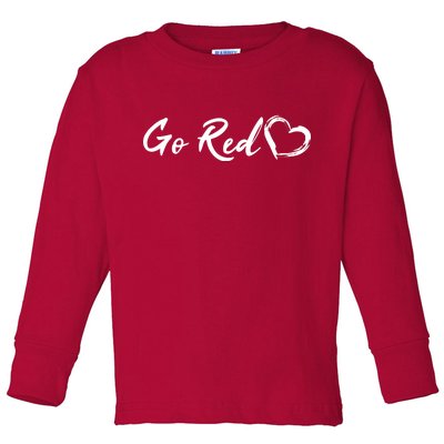 Go Red Heart Disease Awareness Toddler Long Sleeve Shirt