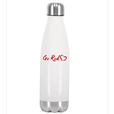 Go Red Heart Disease Awareness Stainless Steel Insulated Water Bottle