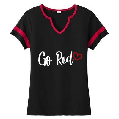 Go Red Heart Health Awareness Logo Ladies Halftime Notch Neck Tee