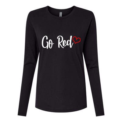 Go Red Heart Health Awareness Logo Womens Cotton Relaxed Long Sleeve T-Shirt