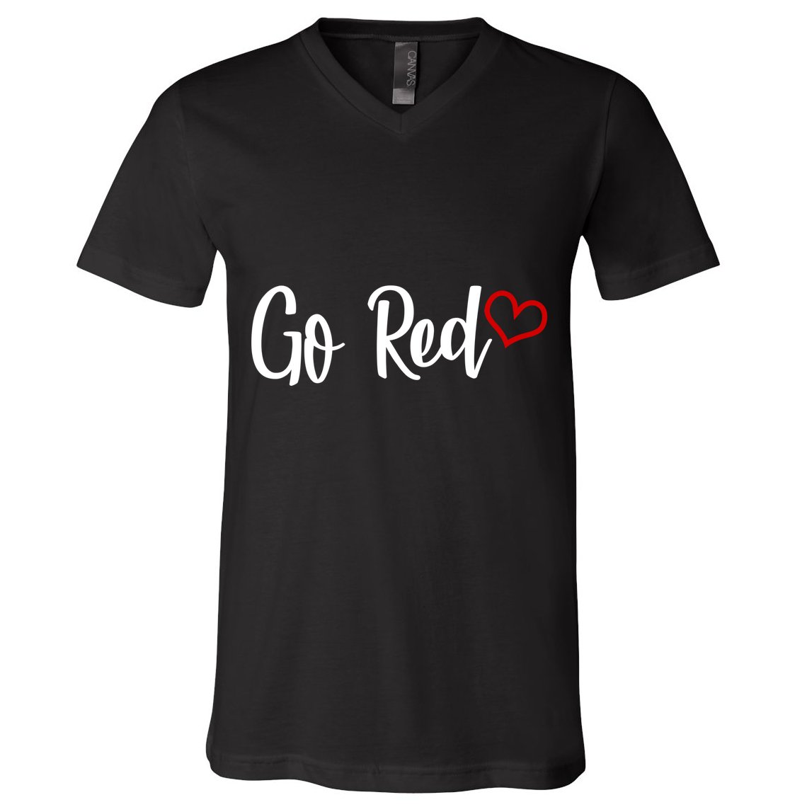 Go Red Heart Health Awareness Logo V-Neck T-Shirt