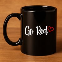 Go Red Heart Health Awareness Logo 11oz C Handle Ceramic Mug