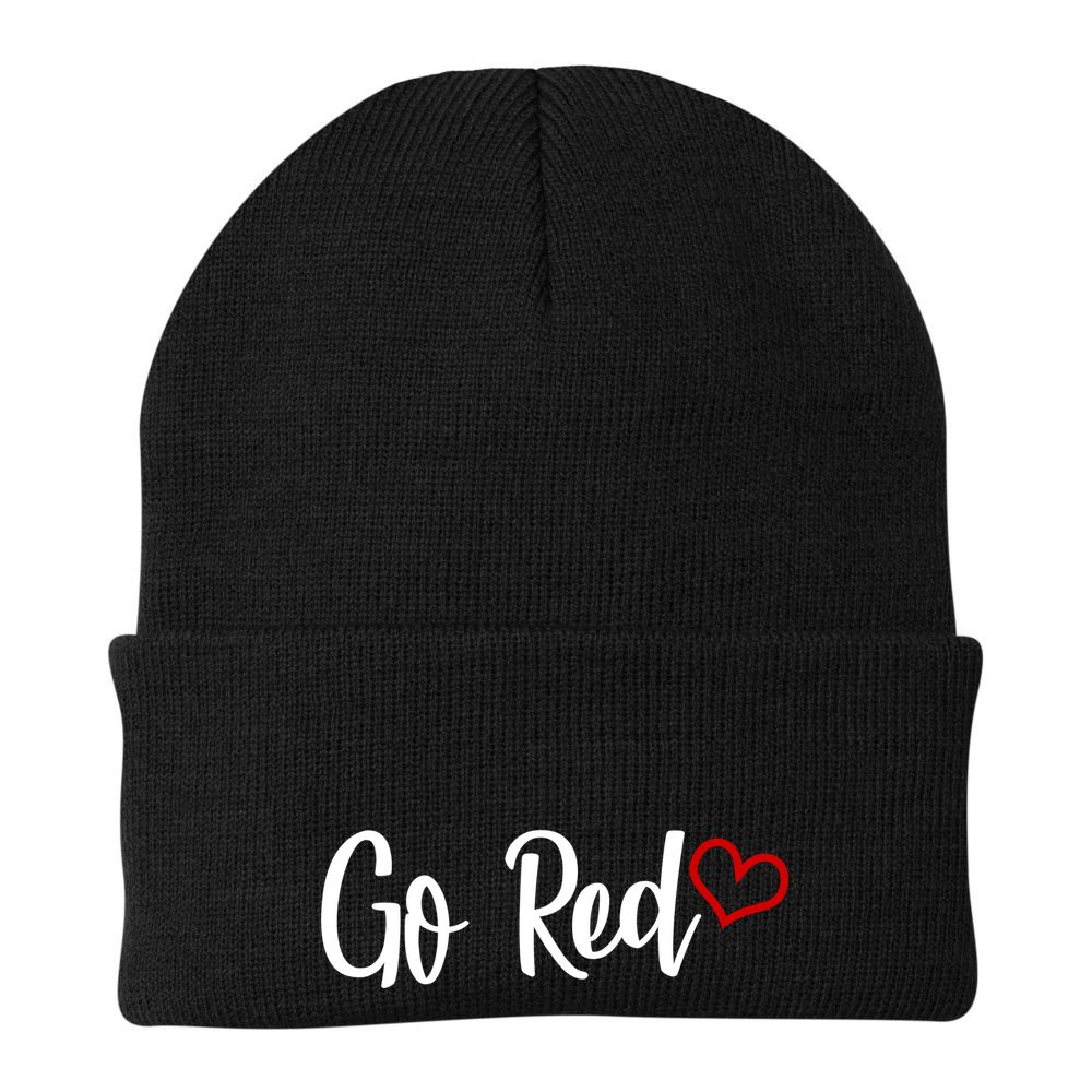 Go Red Heart Health Awareness Logo Beanie