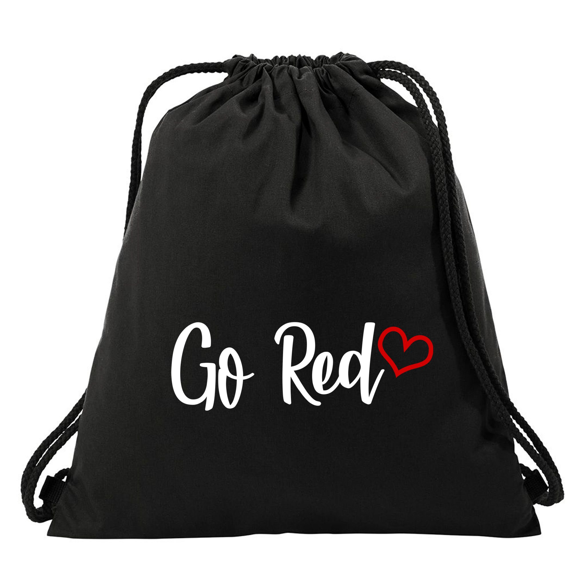 Go Red Heart Health Awareness Logo Drawstring Bag