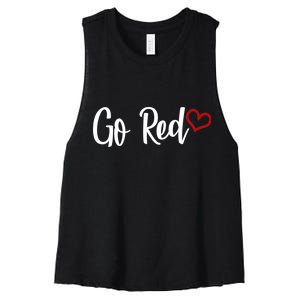 Go Red Heart Health Awareness Logo Women's Racerback Cropped Tank