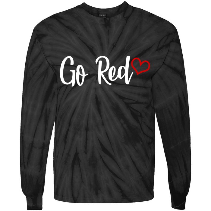 Go Red Heart Health Awareness Logo Tie-Dye Long Sleeve Shirt