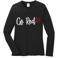 Go Red Heart Health Awareness Logo Ladies Long Sleeve Shirt