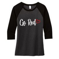 Go Red Heart Health Awareness Logo Women's Tri-Blend 3/4-Sleeve Raglan Shirt