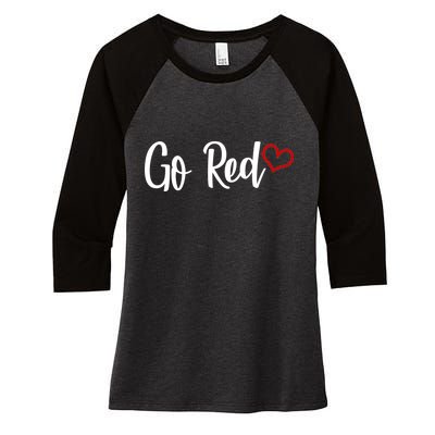 Go Red Heart Health Awareness Logo Women's Tri-Blend 3/4-Sleeve Raglan Shirt