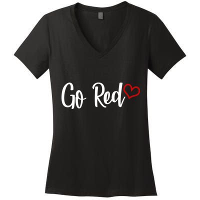 Go Red Heart Health Awareness Logo Women's V-Neck T-Shirt