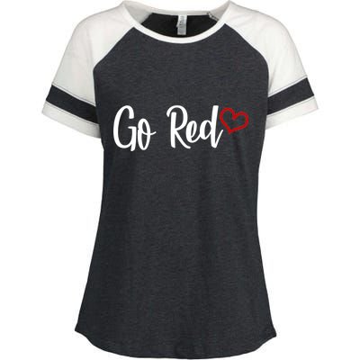 Go Red Heart Health Awareness Logo Enza Ladies Jersey Colorblock Tee