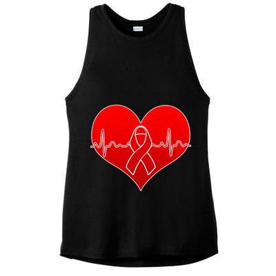 Go Red Heart Health Awareness Pulse Ladies PosiCharge Tri-Blend Wicking Tank