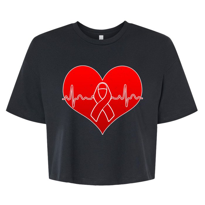 Go Red Heart Health Awareness Pulse Bella+Canvas Jersey Crop Tee