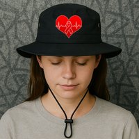 Go Red Heart Health Awareness Pulse Bucket Hat