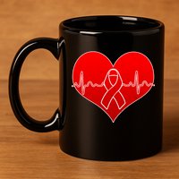 Go Red Heart Health Awareness Pulse 11oz C Handle Ceramic Mug