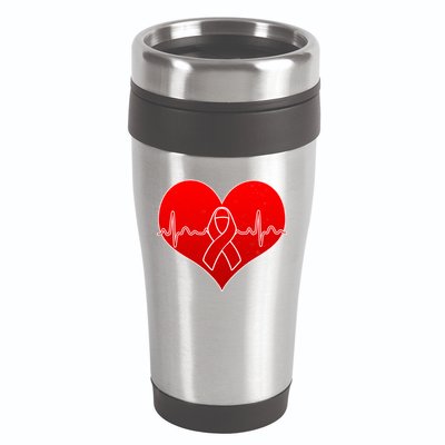 Go Red Heart Health Awareness Pulse 16oz Travel Tumbler