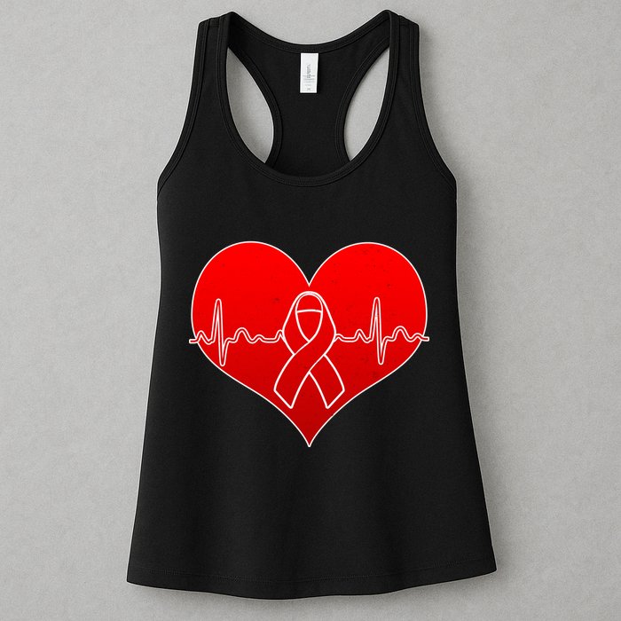 Go Red Heart Health Awareness Pulse Womens Tank Top