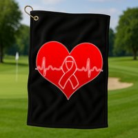 Go Red Heart Health Awareness Pulse Golf Towel