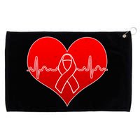 Go Red Heart Health Awareness Pulse Grommeted Golf Towel