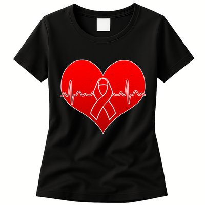 Go Red Heart Health Awareness Pulse Womens T-Shirt