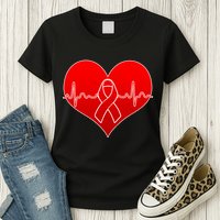 Go Red Heart Health Awareness Pulse Womens T-Shirt