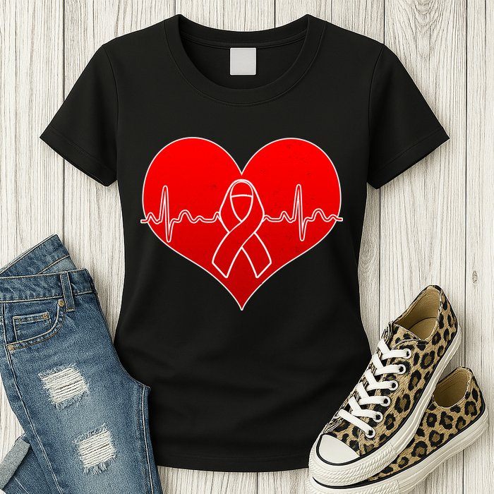 Go Red Heart Health Awareness Pulse Womens T-Shirt
