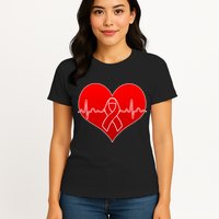 Go Red Heart Health Awareness Pulse Womens T-Shirt