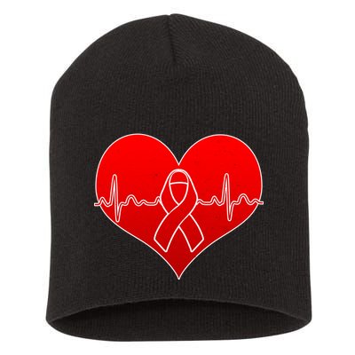Go Red Heart Health Awareness Pulse Short Acrylic Beanie