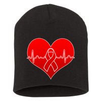 Go Red Heart Health Awareness Pulse Short Acrylic Beanie