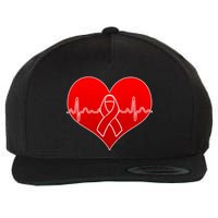Go Red Heart Health Awareness Pulse Wool Snapback Cap